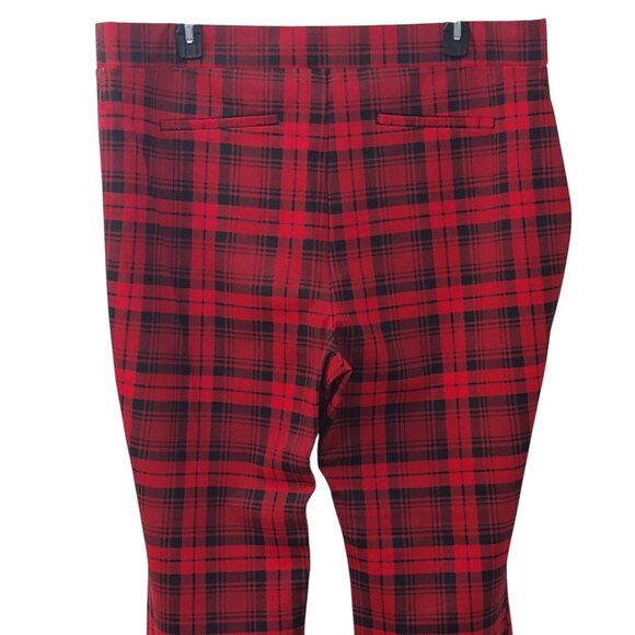Iman: Red, Black Plaid Flare Leg Pants, Size 2XT - Picture 4 of 6